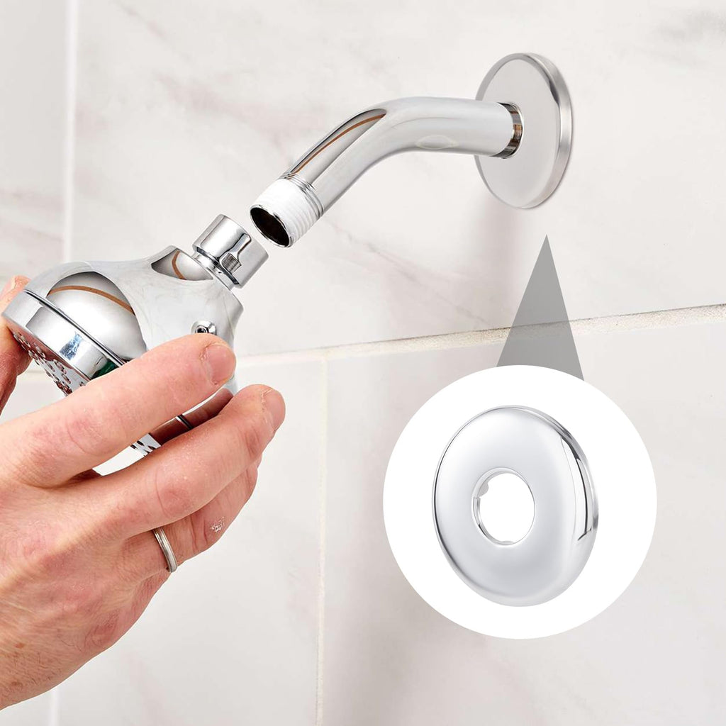 4pcs Stainless Steel Shower Arm Flange, Silver Round Escutcheon Plate