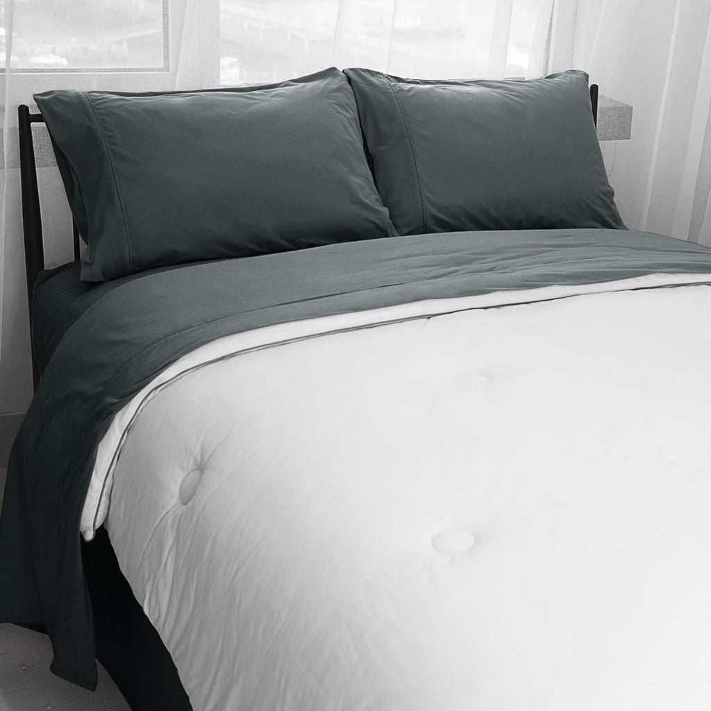 Deep Pocket Queen Sheets, 4PC Microfiber Queen Flannel Sheet Set, 16" Deep-Pocket Bedding Sets Queen