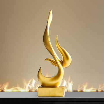 Abstract Sculpture Gold Decor: Flame Statue Resin Art Figurines Modern Home Decor TV Stand Office Shelf Accents