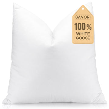 Down Feather Throw Pillow Inserts 24x24 Euro Pillow Inserts, Soft Fluffy Throw Pillows with Cotton Cover, Decorative