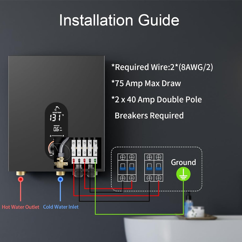 18KW Electric Tankless Water Heater, 240V On-Demand Instant Hot Water Heater for Whole House