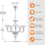 5 Light Crystal Chandelier, Modern Dining Room Light Fixture, Clear Crystal Pendant Light for Bathroom Bedroom Livingroom, D19xW19xH23, E12 Socket A100-B0DSPBZZ2Q