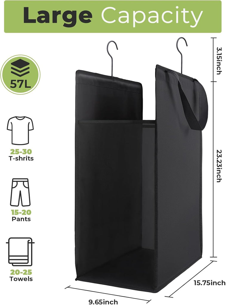 Hanging Laundry Hamper, Hanging Laundry Basket, Slim Laundry Hamper Bag with Handles, Portable Hanging Closet Hamper