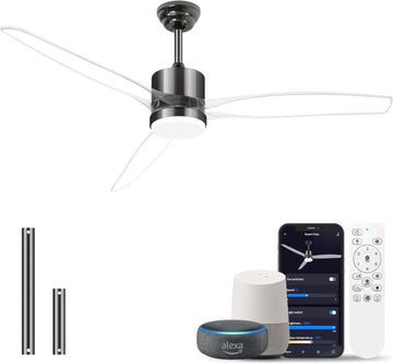 52" Smart Ceiling Fan with Light, WiFi Enabled for Alexa & App Control