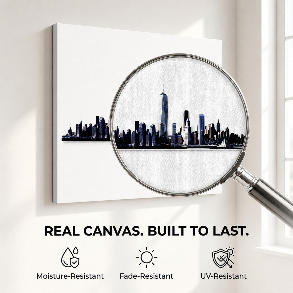 New York Skyline Canvas Wall Art, Black and White NYC Cityscape Print, Gallery Wrapped Minimalist Wall Decor Room