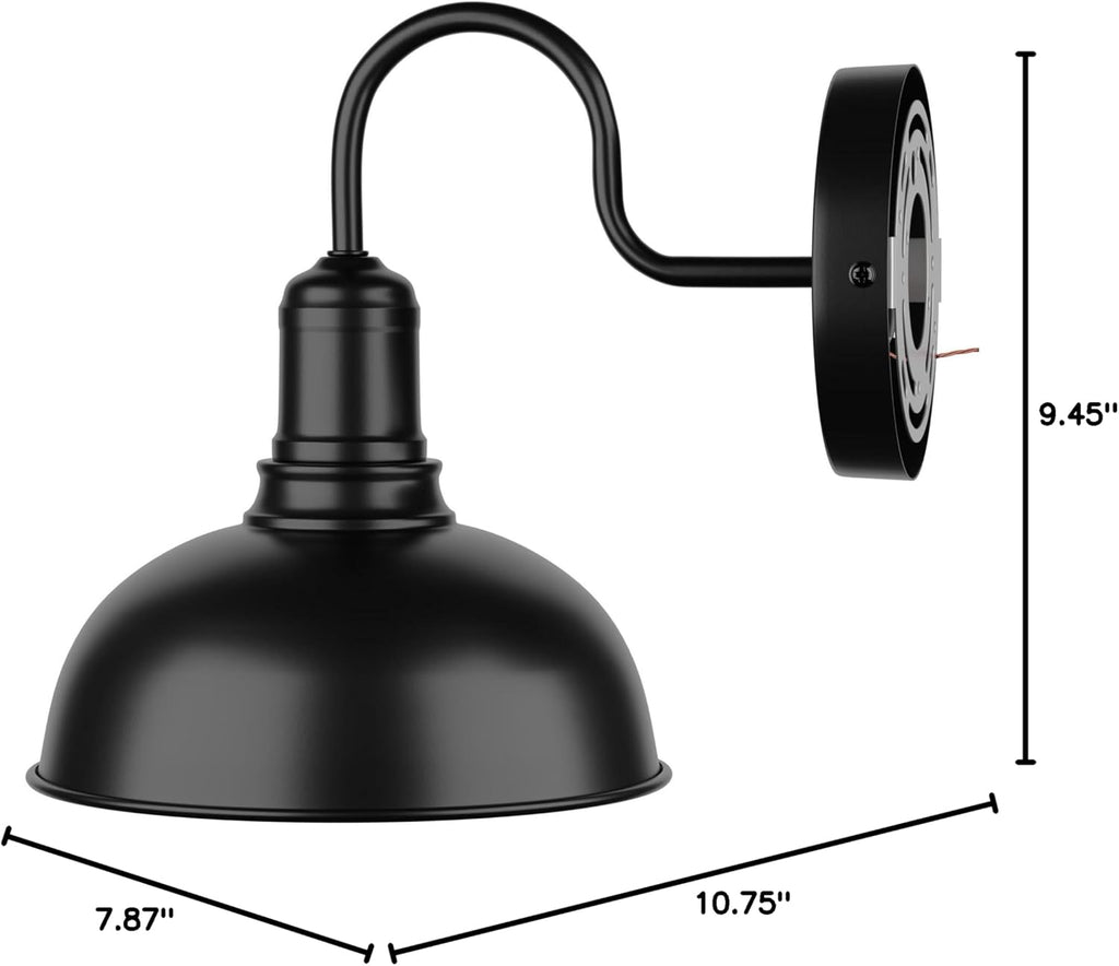 Outdoor Wall Sconce, 2 Pack Exterior Waterproof Farmhouse Barn Light Fixture, Black Garage Wall Lantern