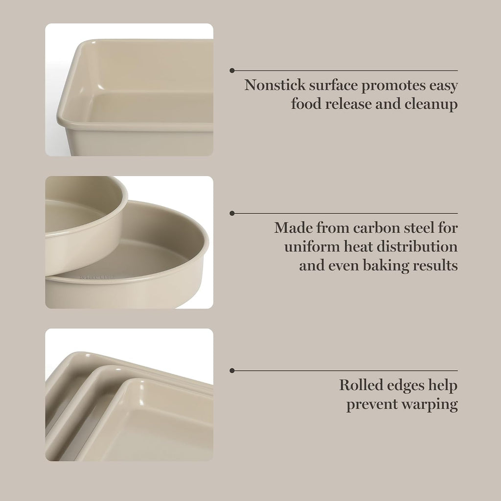 Gallen 10 Piece Pans Ceramic PFA Free Non Toxic Non Stick Bakeware Set - Taupe