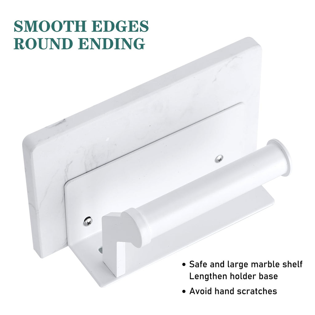 Toilet Paper Holder with Marble Shelf, Wall Mount White