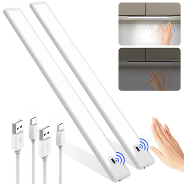 16 Inch Under Cabinet Light, Hand Wave Sensor 83 LED Indoor Cabinet Lighting, USB Rechargeable Cordless Closet Light
