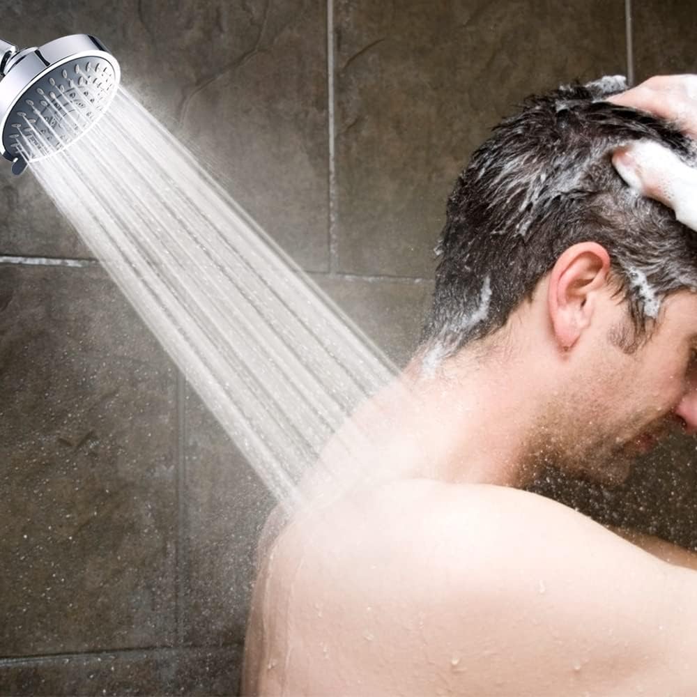 Shower Head High Pressure Rain Fixed Showerhead 5-Setting with Adjustable Metal Swivel Ball Joint