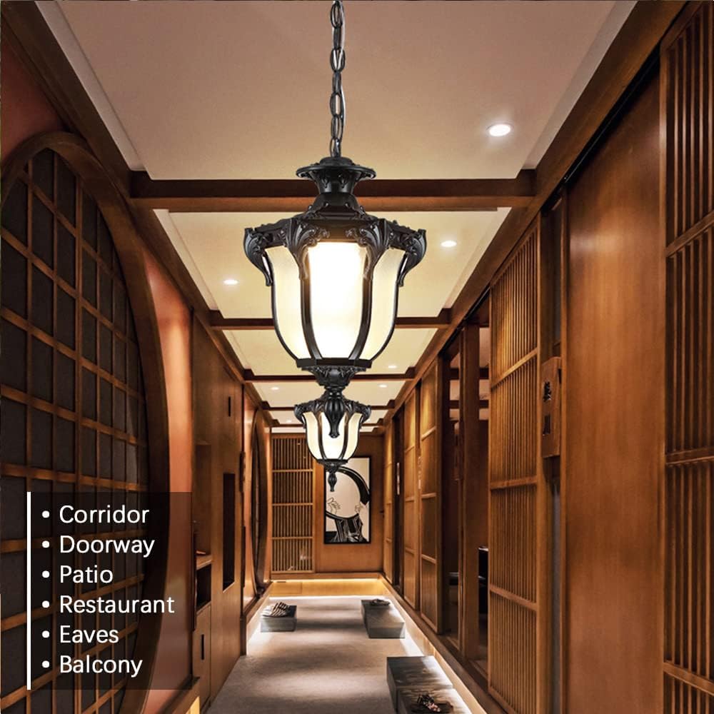 Victorian E26 Exterior Aluminum Ceiling Pendant Light American Outdoor Waterproof Chandelier European Garden Corridor