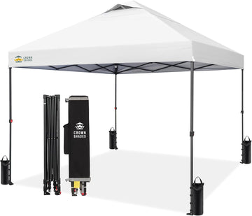 10x10 Pop Up Canopy - Patented Center Lock One Push Instant Outdoor Canopy Beach Tent with STO-N-Go Bag 8 Stakes & 4