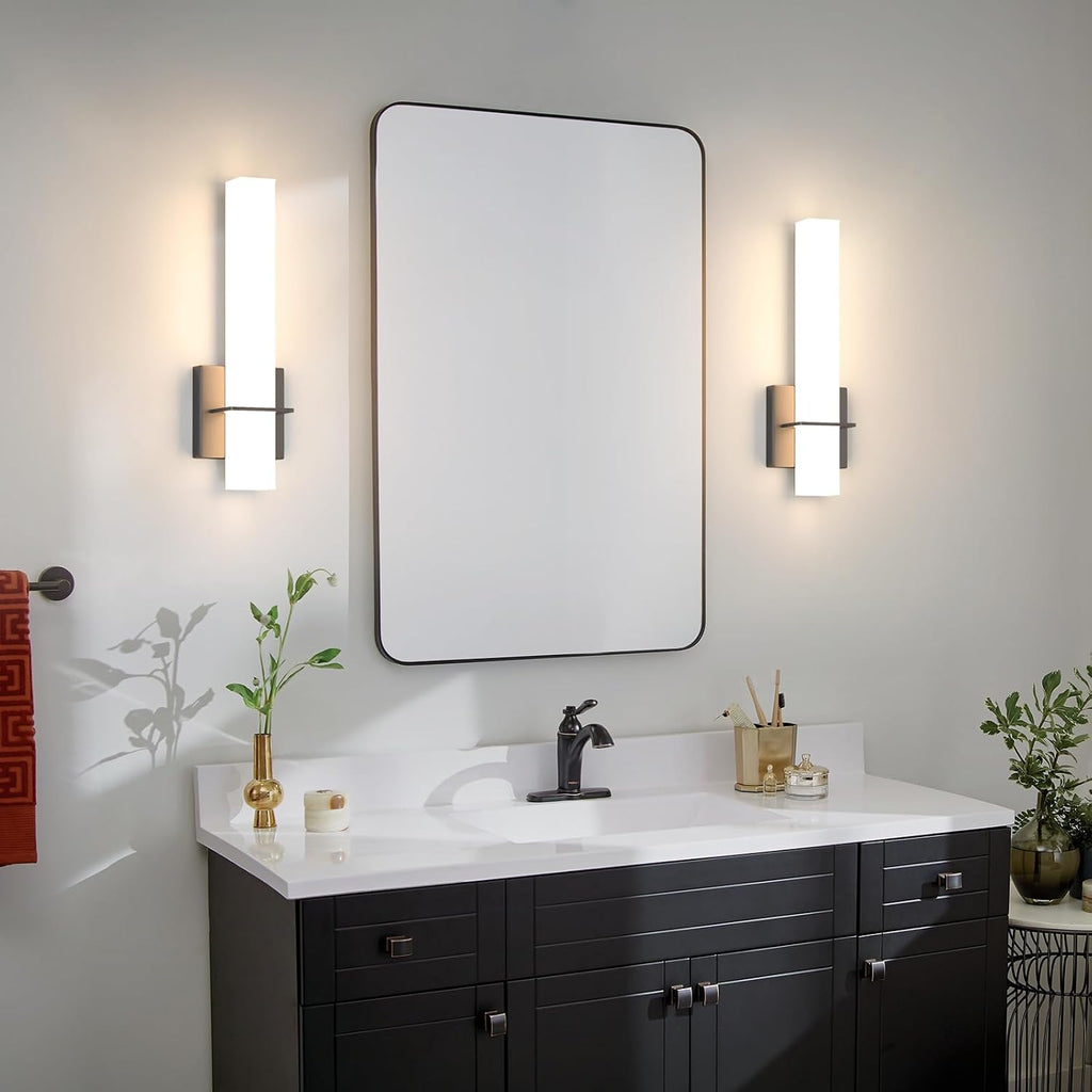 15.7inches Modern Led Wall Sconces,18W 3000K 1200Lumen Bathroom Vanity Wall Lights with White Acrylic