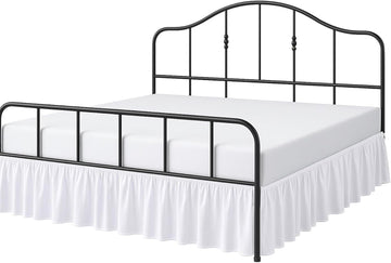 Ruffled Bed Skirt Full Size with Split Corner, Brushed Microfiber Hotel Quality White Dust Ruffle, 15 Inch Drop