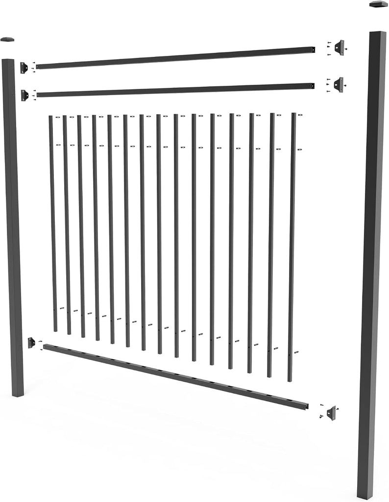 48 in. x 72 in. Aluminum Fence Kit, Textured Black