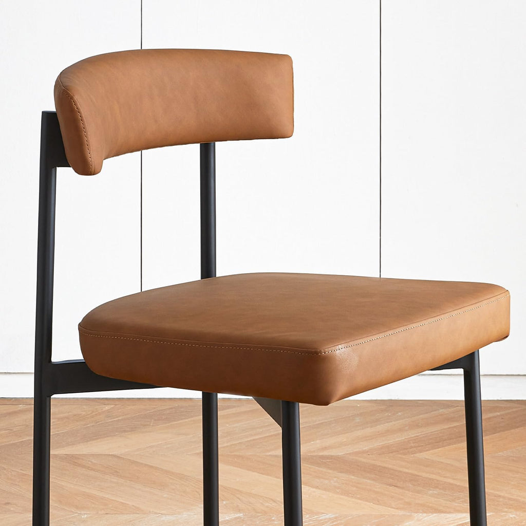 Brown Faux Leather Dining Chairs Set of 2