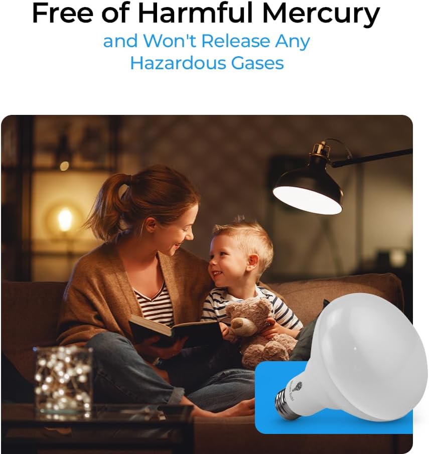 4 Pack 16W BR30 HO High Power LED Indoor Flood Light Bulbs - White Dimmable 1600 Lumens E26 120W Equivalent Base