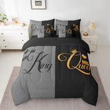 Erosebridal King and Queen Bed in a Bag King Comforter Set 7 Pieces,Her King and His Queen Crown Sheet Set,Romantic
