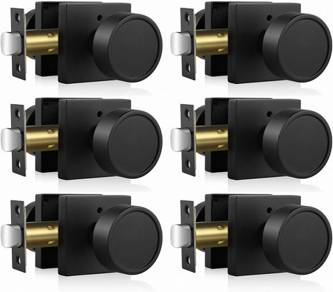 Black Door Knobs Interior, Zinc-Alloy Square Matte Black Privacy Door Knobs Bathroom
