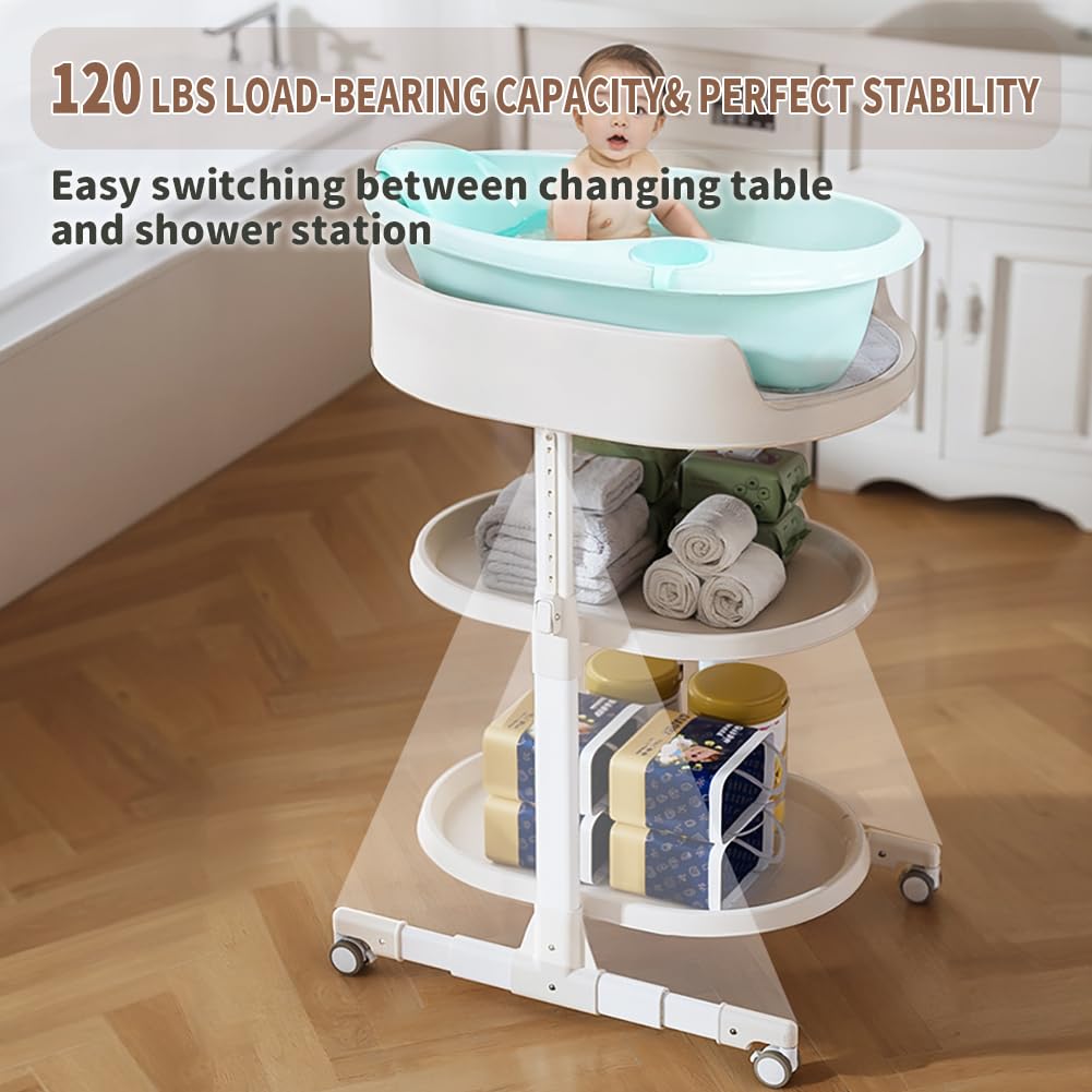 Diaper Changing Station, Portable Changing Table for Baby, Diaper Changing Table with Storage Drawers, Waterproof