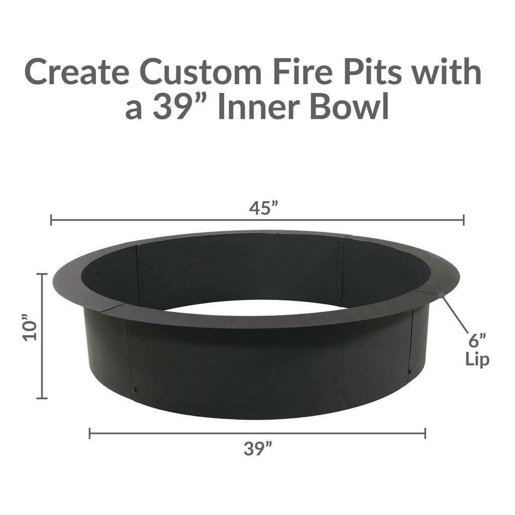 Heavy Duty Steel Fire Pit Ring Insert, 45" Outer / 39" Inner Dia