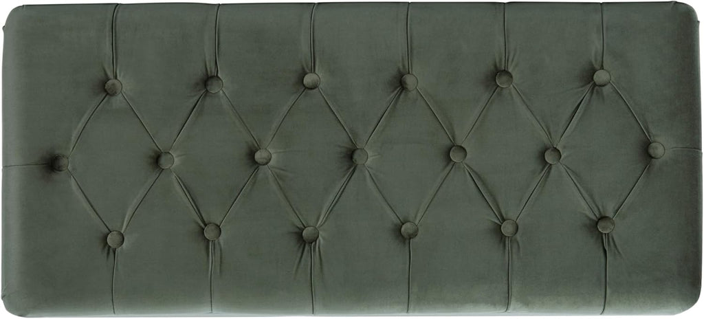 40" Ainsley Button Tufted Storage Bench - Loden Green Velvet