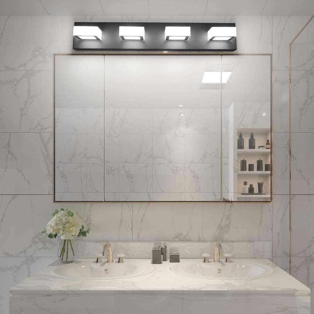 LED Black 4 Lights Acrylic Lighting Fixtures Modern Matte Black Bathroom Vanity Lights