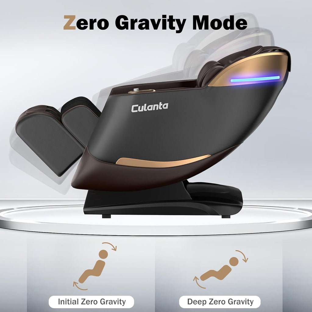 Massage Chair Full Body 53" SL-Track Zero Gravity Shiatsu, Brown | Full-Body Airbags, 5 Modes, 6 Techniques, Body