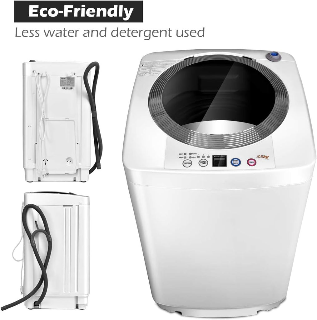 Portable Washing Machine, Full Automatic Washer and Dryer Combo, with Built-in Pump Drain 8 LBS Capacity Compact