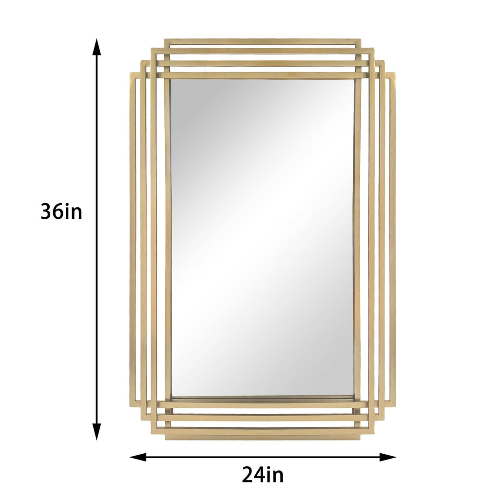 36"x24" Rectangle Decorative Mirror with Gold Geometric Frame