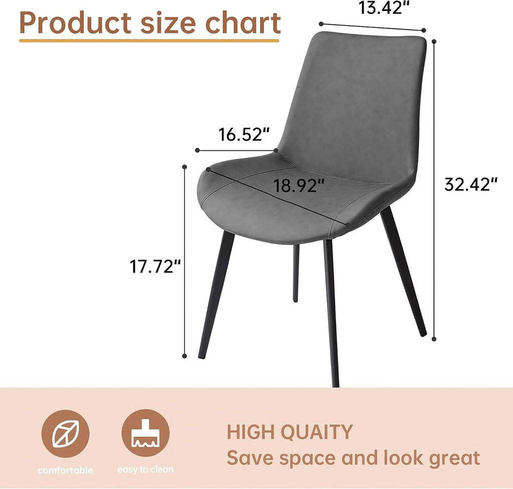 Dining Chairs Set of 4, Modern Kitchen & Dining Room Chairs, Upholstered Faux Leather Cushion Seat and Sturdy Metal