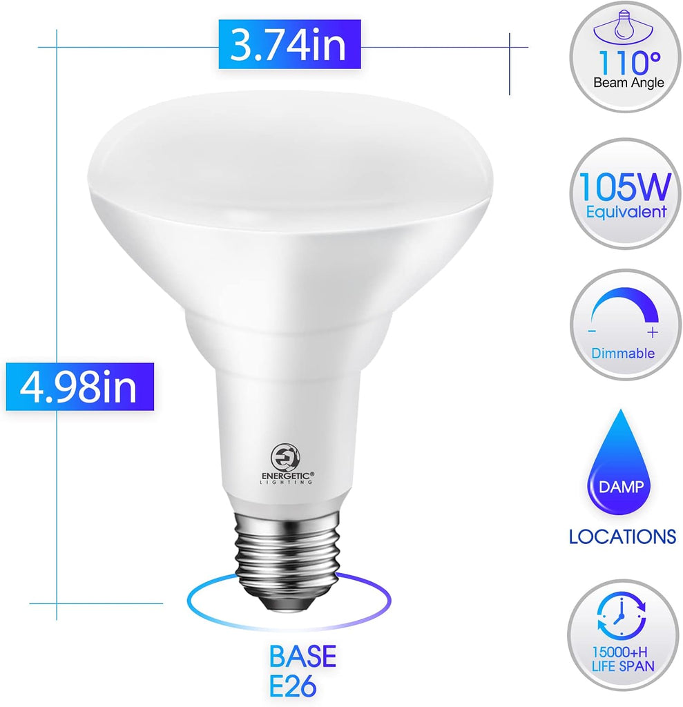 LED Recessed Light Bulbs BR30, 105W Equivalent, 1500LM, Dimmable, Daylight 5000K, Indoor Flood Lights for Recessed (12 Pack)