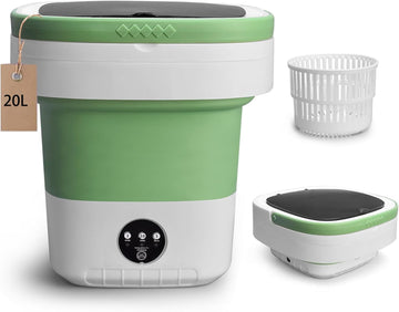 Portable Mini Washing Machine, 20L Upgraded Foldable Washer with Spin Basket, 3 Modes Deep Cleaning for Baby Clothes