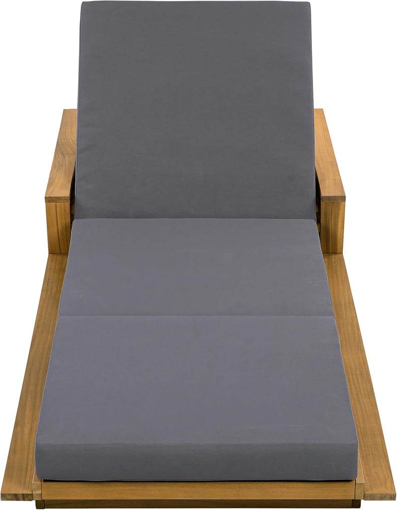 Acacia Wood Chaise Lounge Chair Outdoor Set of 2, Poolside Sun Lounger Recliner, Patio Outdoor Chaise Lounge