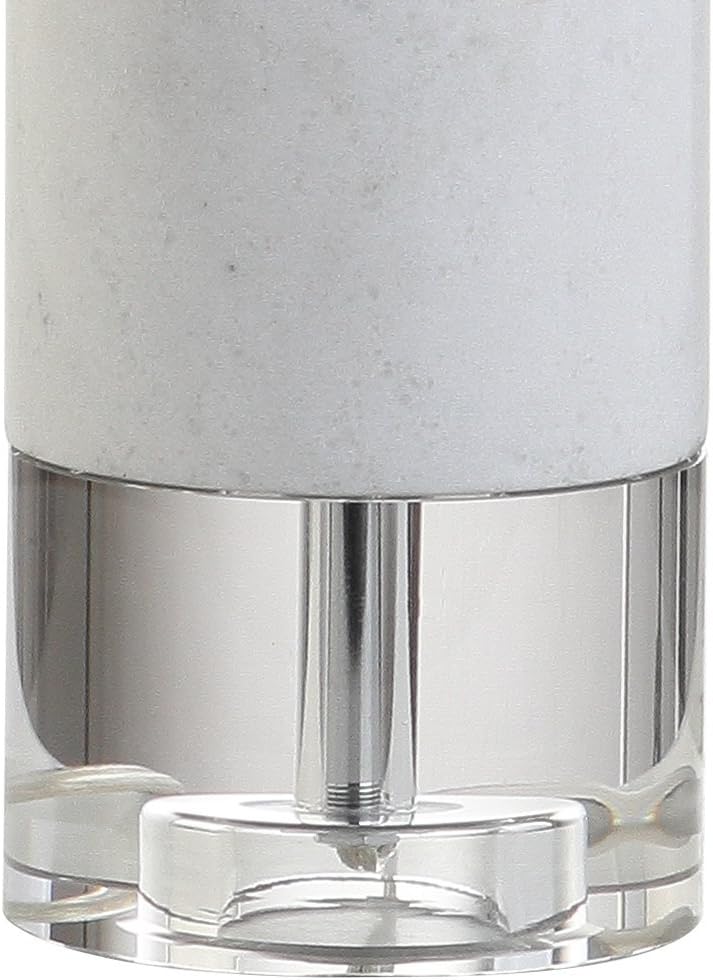 32" White Marble and Crystal LED Table Lamp, Modern Contemporary Cylindrical Column Bedside Lamp Bedroom