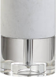 32" White Marble and Crystal LED Table Lamp, Modern Contemporary Cylindrical Column Bedside Lamp Bedroom