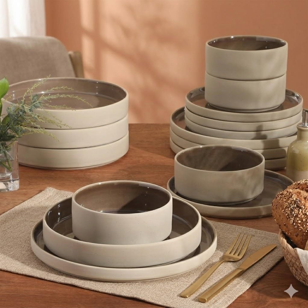 Liberty Bay 16-Piece Pottery Clay Stoneware Dinnerware Set