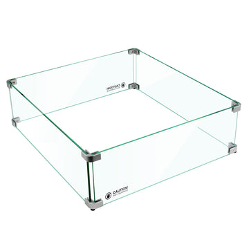 23.5" L x 23.5" x 6" Square Fire Pit Glass Wind Guard Clear Tempered Glass Flame Protective Pane Wind Resistant