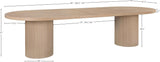 725Oak-T Belinda Collection Mid-Century Modern Solid Wood White Oak Veneer Dining Table, Oval Design, Fluted Bases, 2