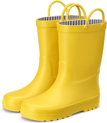 Kid's Waterproof Rubber Rain Boots for Toddlers Boys and Girls