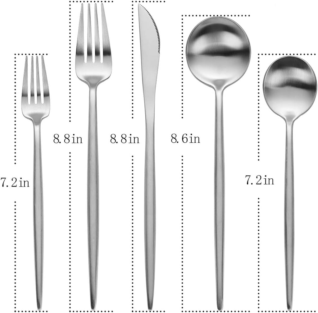 Matte Silverware Set, 20-Piece 18/10 Stainless Steel Flatware Cutlery Utensils Tableware Set Service for 4