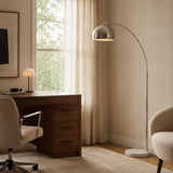 Arquer 68.1" Arc Floor Lamps, Home Offices, Dining Rooms, Bedrooms with Faux White Marble Base and Nickel Bell Shade