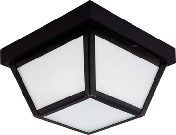 9" Black LED Outdoor Porch Ceiling Light Fixture, 1000 Lumens 3000K | Frosted Lens, 3000K Warm White, Wet Rated
