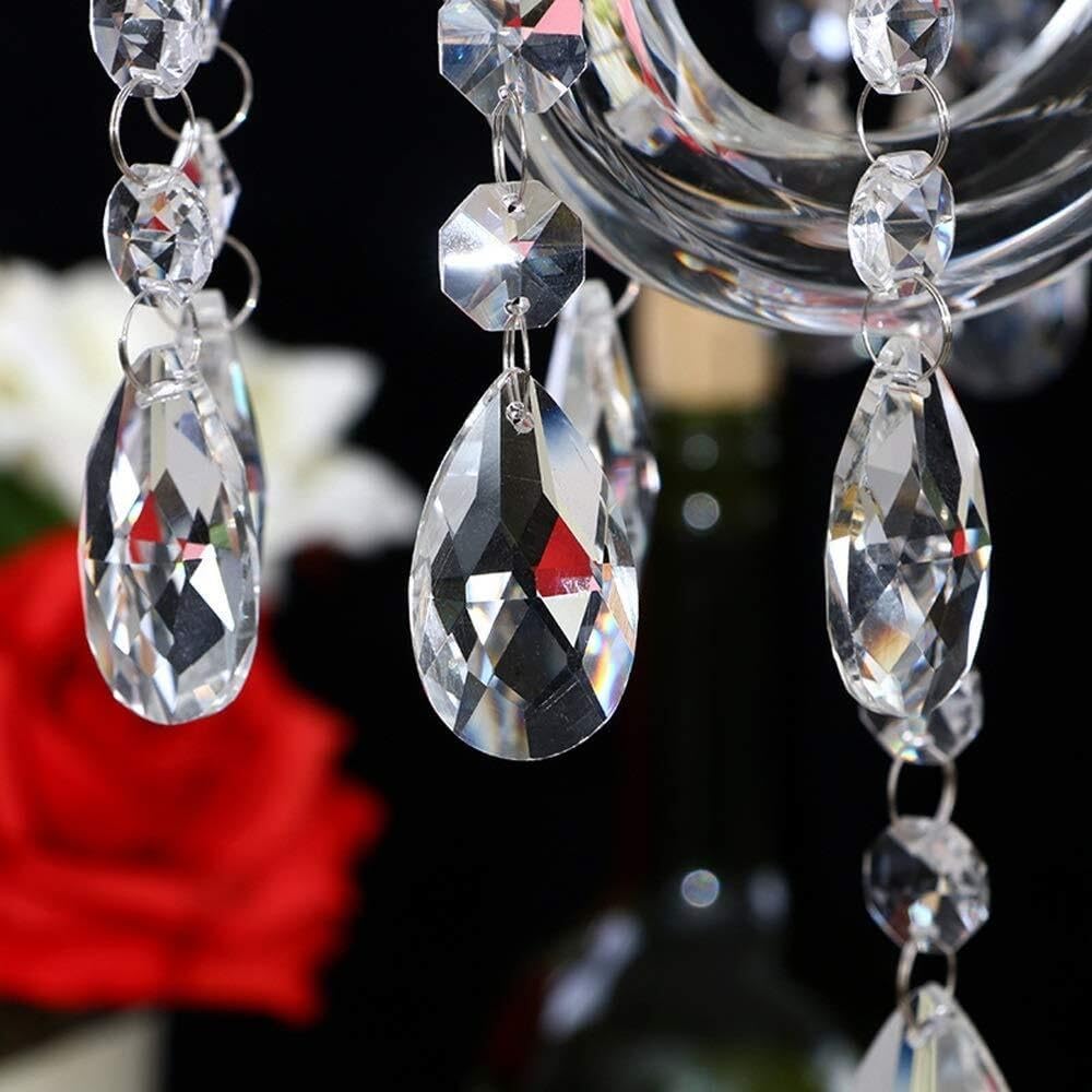 5 Arm Crystal Candelabra，32 inch Tall High-end Handcrafted Exquisite Candlestick