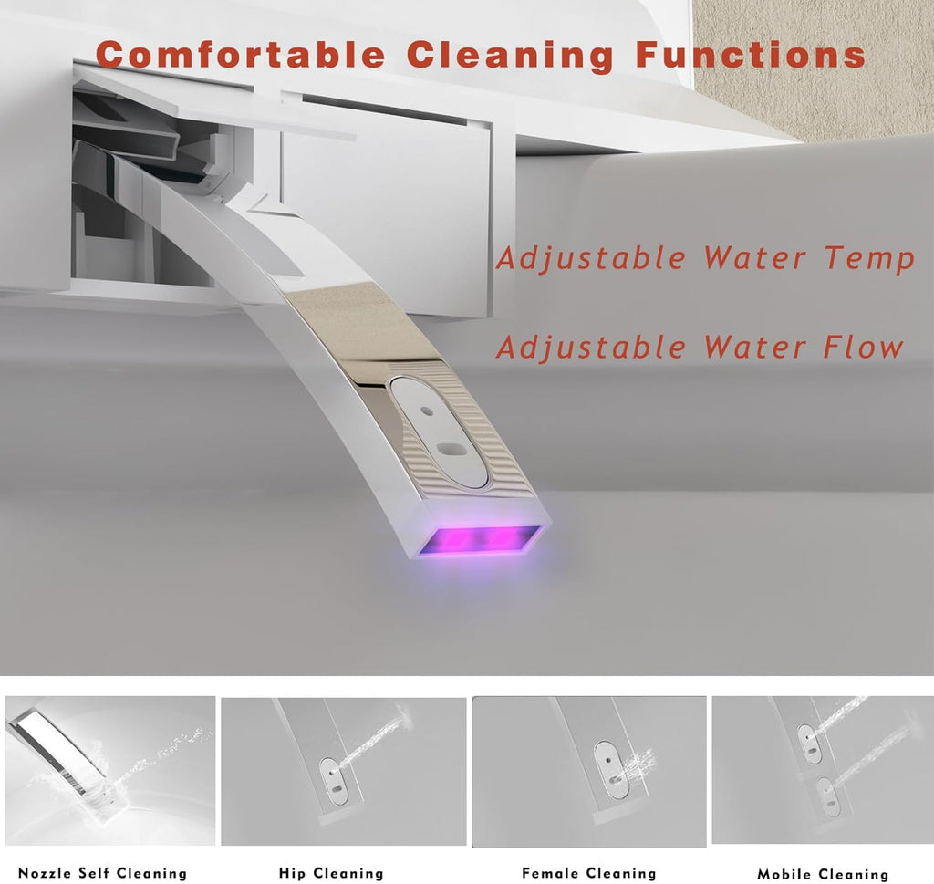 Luxury Smart Toilet, 1.28 Intelligent Bidet Toilet with Auto Flush, Heated Seat with Warm Water and Dryer