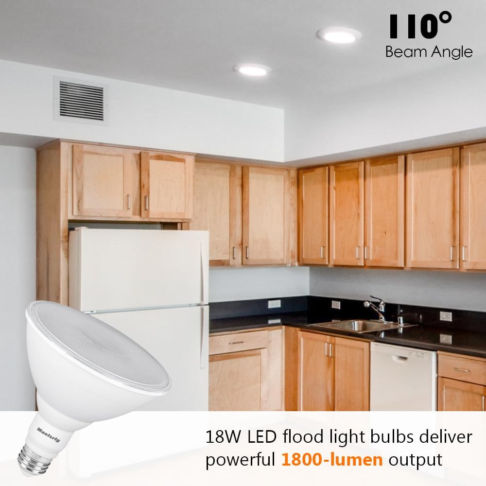 PAR38 LED Flood Light Bulbs Outdoor, 18W (120W Equivalent), Daylight 5000K, Dimmable Weatherproof LED Outdoor Flood