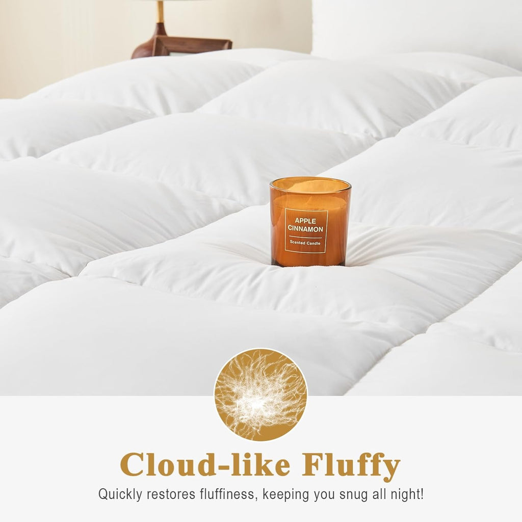 Organic Feather Down Comforter Full, Luxury Extra-Fluffy Duvet Insert