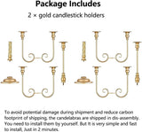 Metal Candelabra Gold Candle Stand 20in Tall, 5-Candle Candlestick Holder for Taper Candles, Candle Holder Party