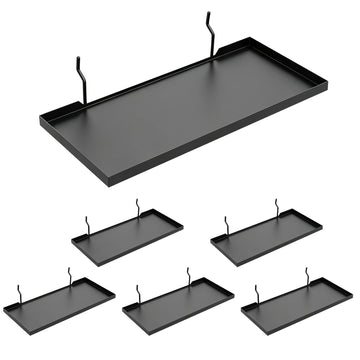 13x6 Inch Pegboard Shelves Set of 6, Metal Peg Board Shelf, Black