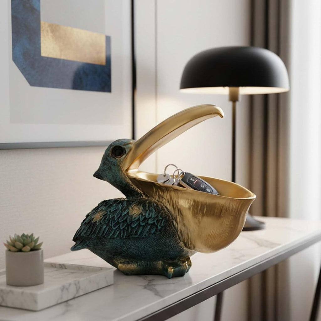 Pelican Key Holder Statues,Fun Animal Hippo Candy Dish,Candy Dish Desk Unique,Modern Key Holder for Pelican